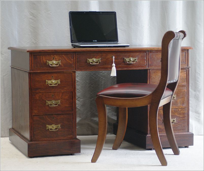 2044 Antique Small Oak Pedestal Desk (3)